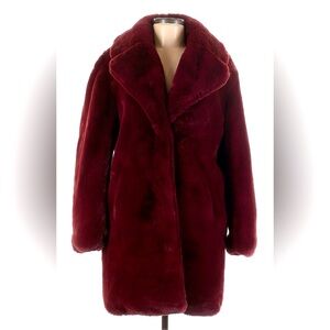 Apparis Burgundy Faux Fur Coat